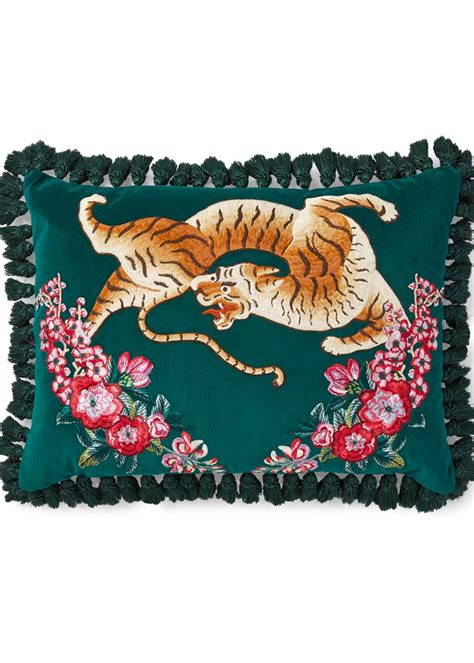 gucci tiger cushion|luxury cushions with tassels.